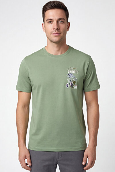 Sabri Özel BİSİKLET YAKA BASKILI ERKEK T-SHIRT Yeşil