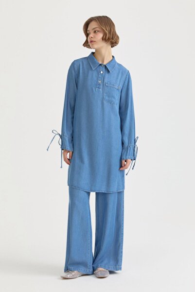 Nihan Lace Detailed Lyocell Trousers Tunic Set