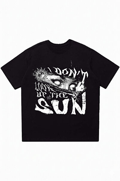 DASH WEAR تي شيرت أسود كبير الحجم مطبوع عليه Blind to the Light