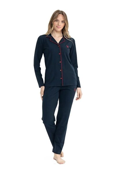 U.S. Polo Assn. Γυναικείο Σετ Πιτζάμες, Βαμβακερό & Μοντάλ, Με Κουμπιά Μπροστ...