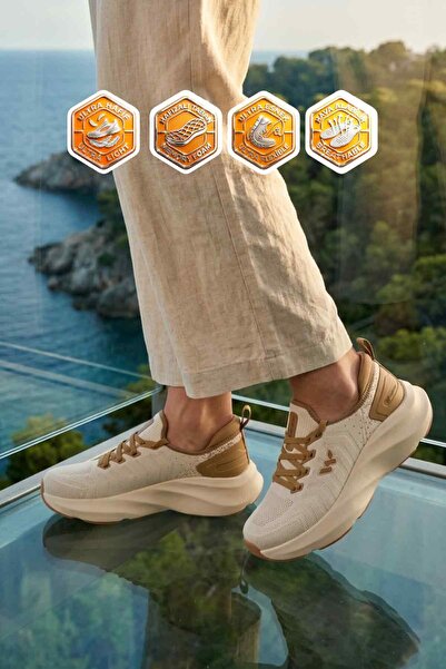 WALKWAY Μπεζ διχτυωτό ελαφρύ, εύκαμπτο πάτο με μνήμη, αθλητικά παπούτσια Unis...