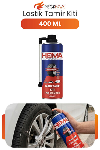 MEGAHAWK Lastik Tamir Kiti Sprey 400 ml Acil Patlak Lastik Onarıcı Şişirici K...