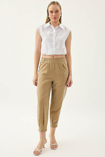 Vitrin Pleated Leg Elastic Waist Trousers