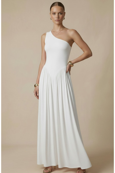 JOAQUIM Rose maxi elbise • tek omuz elbise