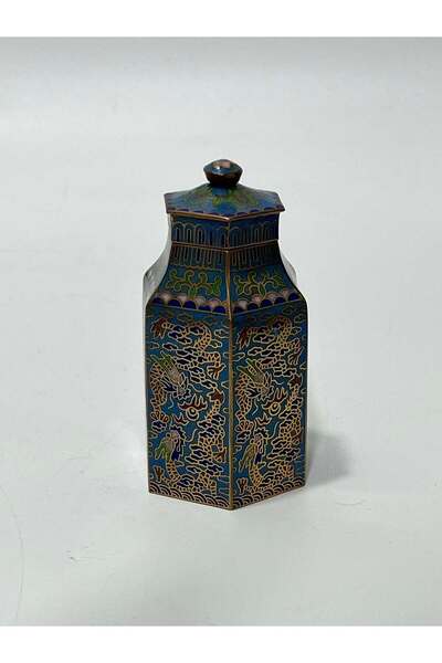 Hasyılmaz Antika Cloisonne Minyatür Kavanoz 8,2x4,5cm 131