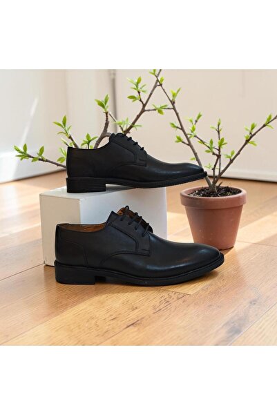Fiyra 008 Black Genuine Leather Non-Slip Sole Men's Shoes