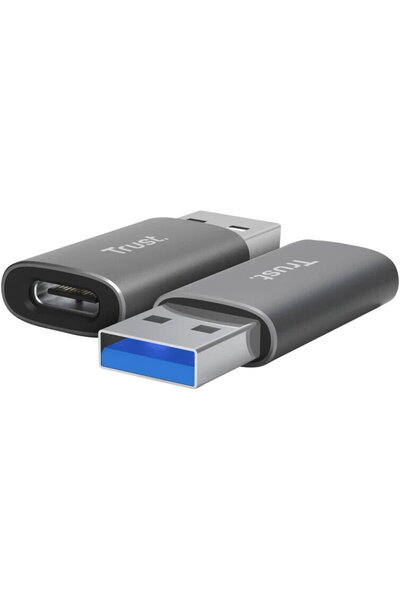 Trust Adaptor Calyx, USB-A tata la USB-C mama, gri, 2 bucati