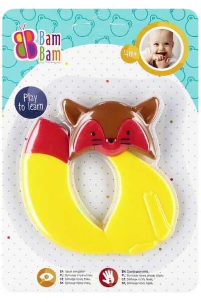Bambam Jucarie pentru dentitie, BamBam, Vulpe, Galben