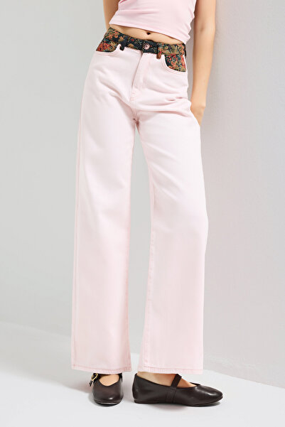 it's basic Γυναικείο τζιν παντελόνι σε ροζ χρώμα 3s6-98 με φαρδιά γραμμή και ...
