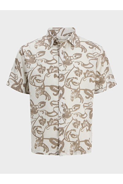 Jack & Jones Men White Printed Cotton Shirt