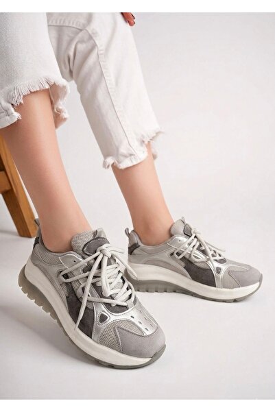 RMY SHOES Women's Gray Thick Sole Casual Sneakers