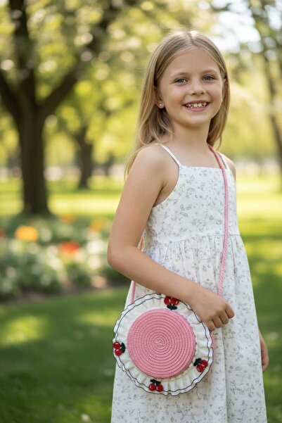 Aware Time Ψάθινη τσάντα για κορίτσια με αξεσουάρ, τσάντα χιαστί 21 εκ.