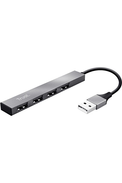 Trust Adaptor Halyx Aluminium, 4 porturi, Mini USB Hub, Argintiu