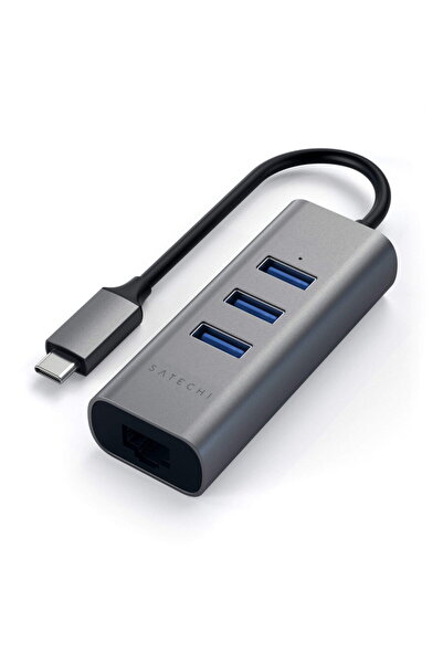 Satechi Hub USB-C 3x USB 3.0, Ethernet, Grilă spațială