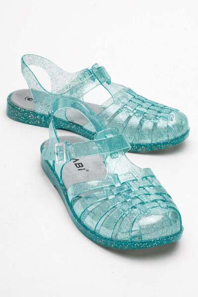 CCWAY AYAKKABI Closed Front Beach Sandals Turkuaz Silvery