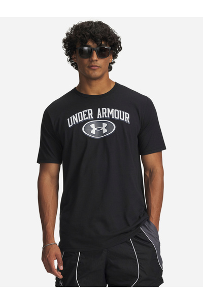 Under Armour تي شيرت رجالي أسود بشعار العلامة التجارية