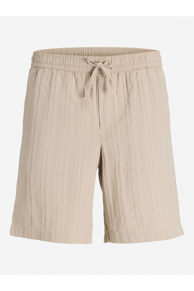 Jack & Jones Beige Textured Knee-Length Shorts