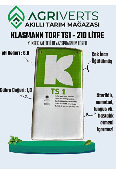 Agriveco KLASMANN TORF TS1 210 LİTRE (SPHAGNUM TORFU)