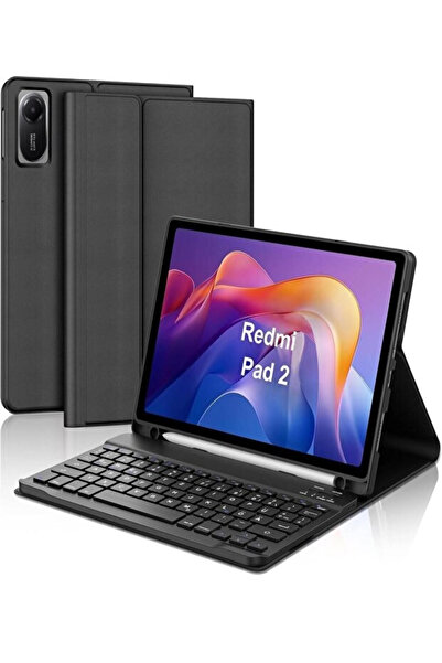 TEKNETSTORE Xiaom i Redmi Pad 2 Tablet Uyumlu Klavyeli Kılıf Bluetooth Özelli...
