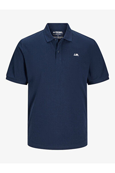 REBEL By Styli Men vy Blue Cotton Regular Polo