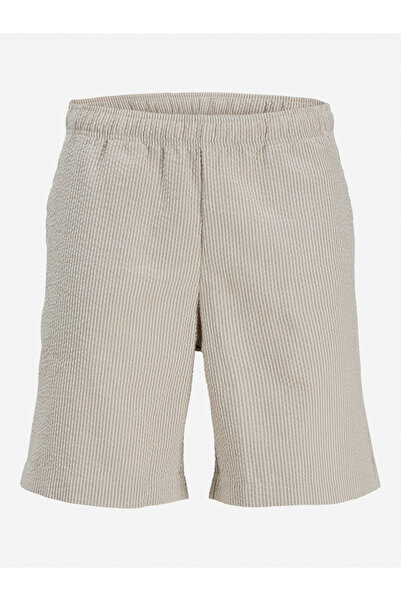 REBEL By Styli Beige Seersucker Shorts