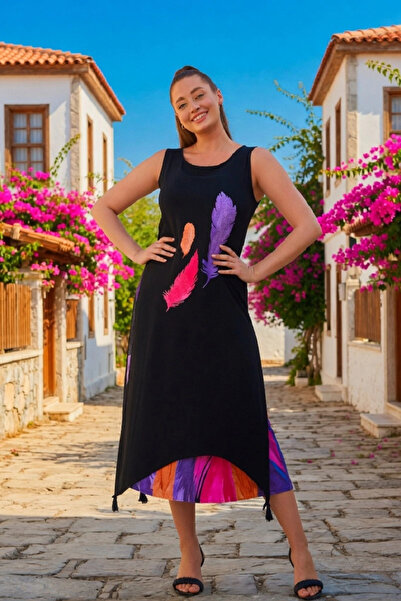 AZRA BUTİK Φόρεμα με διπλό στρώμα και τιράντες