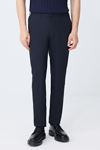 Tween Relaxed Fit (Pilesiz) Lacivert Düz Kumaş Pantolon