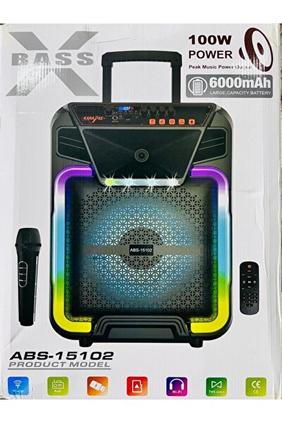 Bass مكبر صوت كاريوكي محمول ABS-15102 مع عجلات