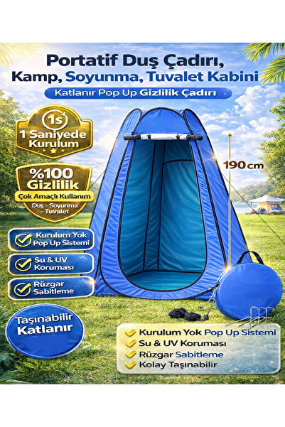 Raiden DS12 Otomatik Duş Çadırı Kamp Tuvalet Soyunma Kabini 1 Saniyede Kurulu...