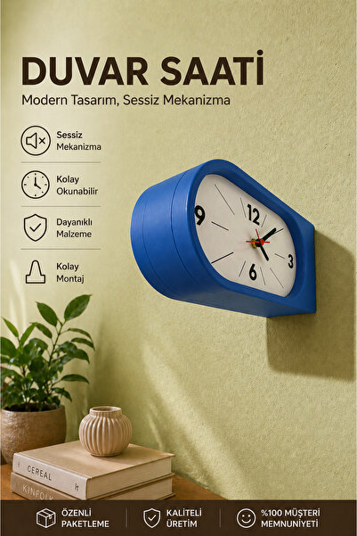 Tovo Craft Çift Taraflı Duvar Saati Modern Tasarım Dekoratif Sessiz Mekanizma...