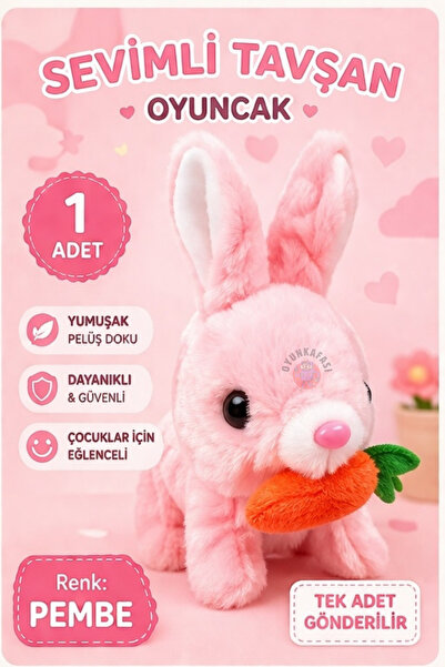 OYUNKAFASI Sevimli Tavşan Oyuncak Pille Çalışan Hareketli Peluş Tavşan Yürüye...