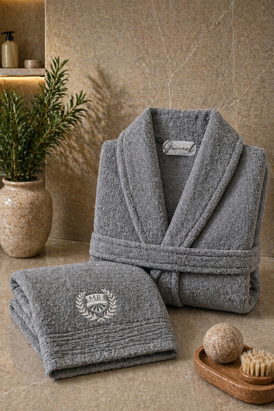 Güvenal Σετ μπουρνούζια Rüya 2 τεμαχίων, 100% βαμβακερά, με κέντημα |   Μπουρ...