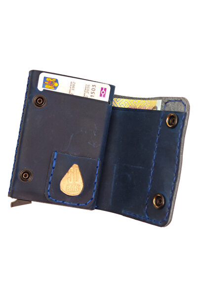 ELYK Creation Portofel din piele naturala, Zeno, albastru, protectie RFID