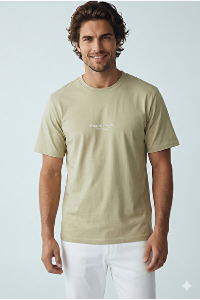 Jack & Jones J&J Men's Std Logo Printed T-Shirt Celadon Tint Green