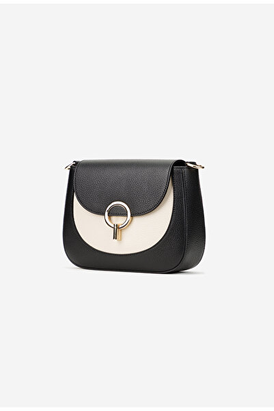 Dasha Women's bag made of black and beige textured Leather