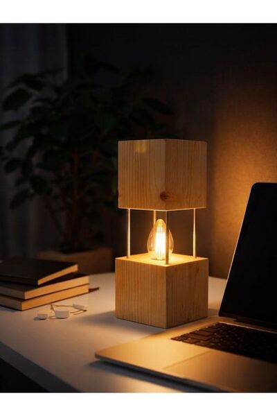 söbeartier Lumen Cube Ahşap Masa Lambası 30 cm