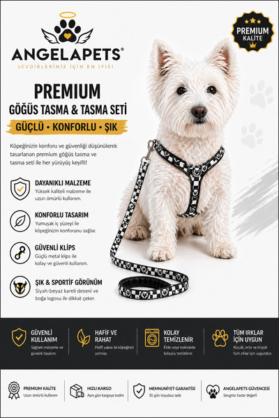 Angelapets TARAFTAR SERİSİ KÖPEK GÖĞÜS TASMASI VE GEZDİRME KAYIŞI SETİ