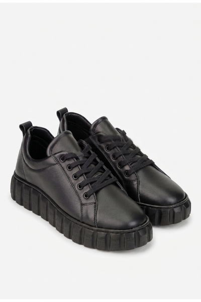 Dasha Women's black genuine Leather shoes with laces