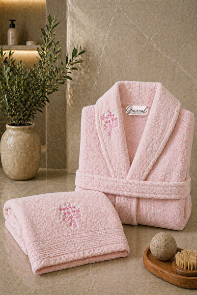 Güvenal Σετ μπουρνούζια Rüya 2 τεμαχίων, 100% βαμβακερά, με κέντημα |   Μπουρ...