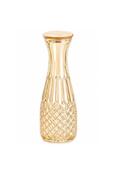 PUFO Κομψή γυάλινη καράφα σειράς Carafa με καπάκι από μπαμπού για νερό, λεμον...