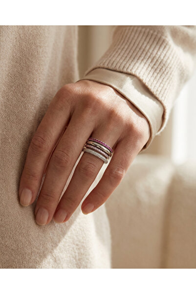 Dorvina Brass Silver Color Zircon Stone 4-Piece Women's Ring Jewelry
