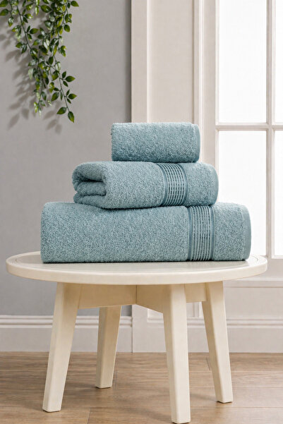 ASVİANA 3-Piece Towel Set 30X50 - 50X90 - 70X140 cm Soft Textured High Absorb...