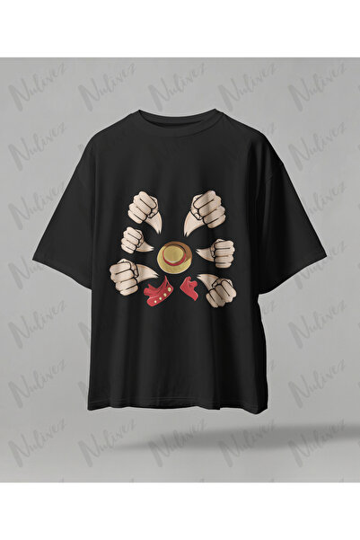 Nulivez One Piece Luffy Anime Printed Oversize Unisex T-Shirt Japanese Anime ...