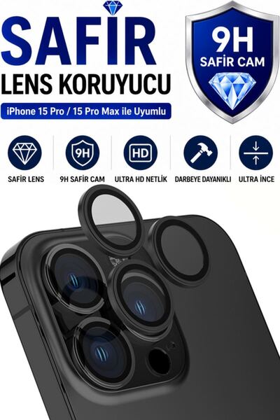 SONREİR واقي عدسة الكاميرا من معدن التيتانيوم الأسود لهاتف iPhone 15 Pro / 15...