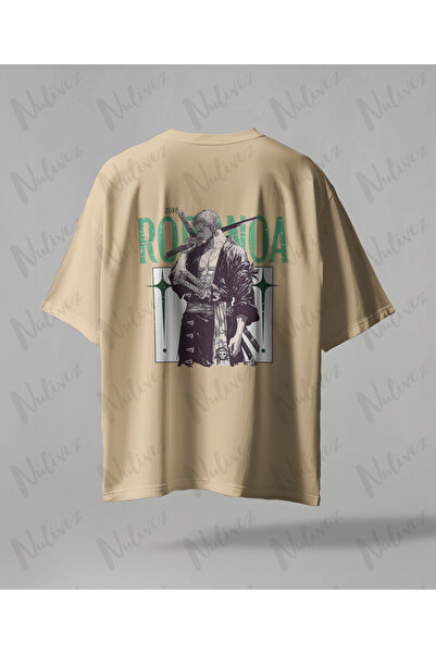 Nulivez Roronoa Zoro Anime Printed Oversize Unisex T-Shirt One Piece Streetwe...