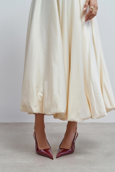 NİŞANTAŞI SHOES Γυναικεία παπούτσια με τακούνι Mehru Bordo από λουστρίνι με λ...