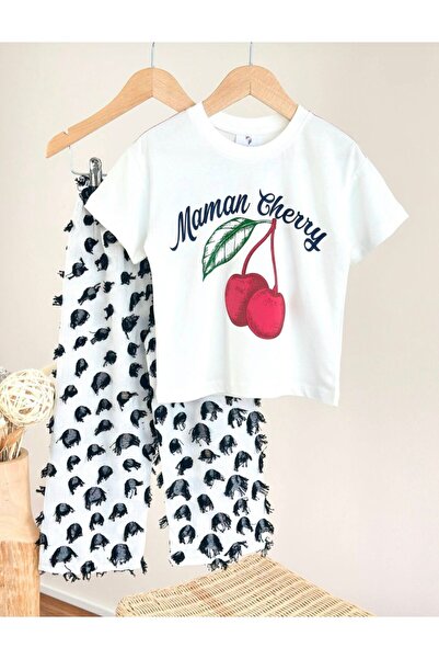 UNICORN Cherry Baskılı T-Shirt ve Müslin Pantolon İkili Takım
