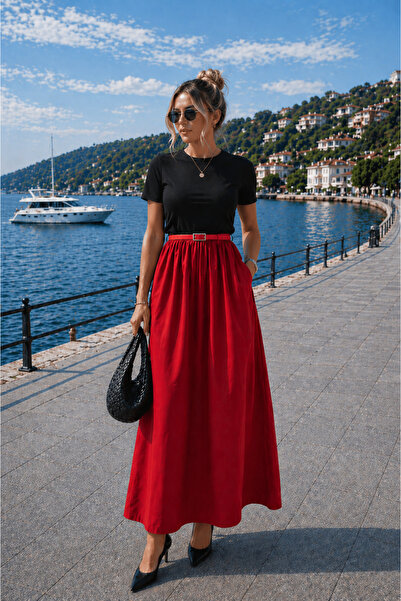 legends butik Γυναικείο κοντομάνικο φόρεμα από ύφασμα Modal με φούστα από ποπ...