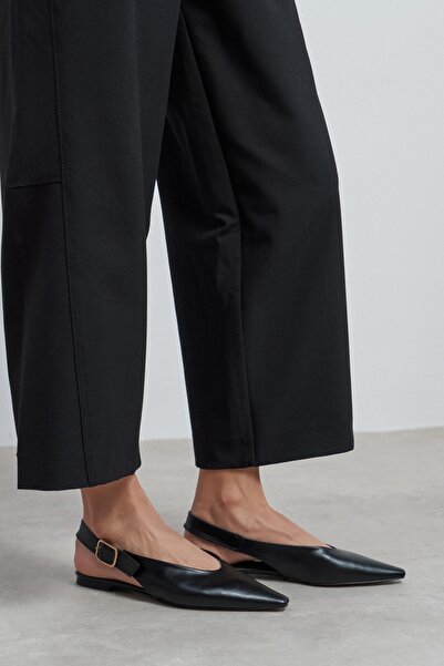 NİŞANTAŞI SHOES Γυναικείες μπαλαρίνες Tessa Μαύρες Ματ με λεπτομέρεια ζώνης σ...