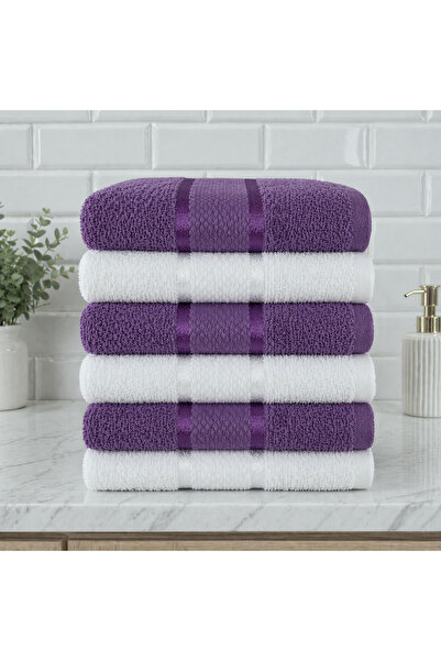 Kotonia Home Set de 6 prosoape de baie, 50x90 cm, 100% bumbac, 420gsm, multic...